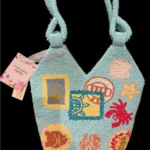 SUMMER EDITION Made in India Hand Beaded Ocean Themed Handbag w/BONUS GIFT